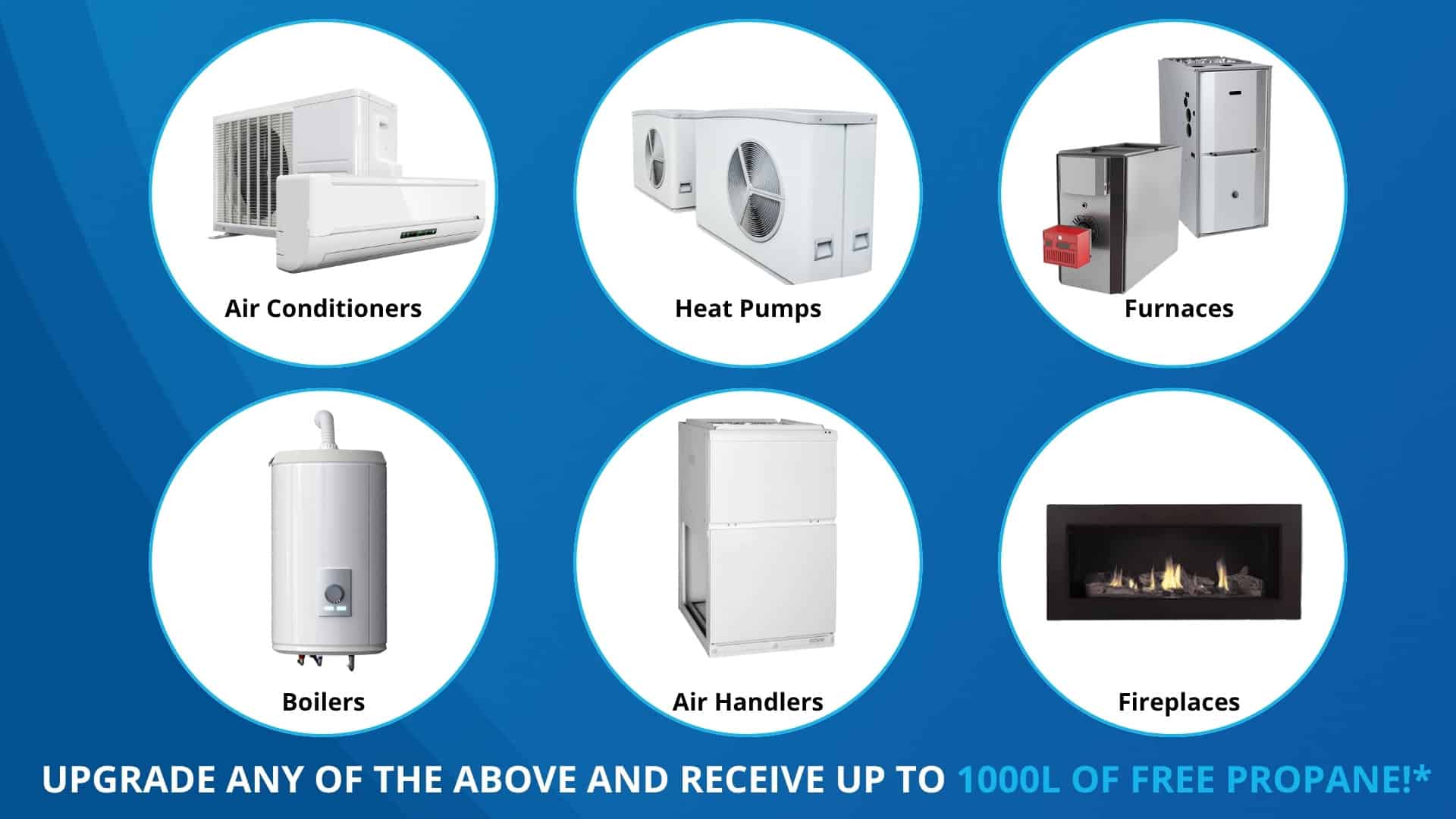 Air conditioning units, heat pumps, furnaces, boilers, air handlers, and fireplaces for home comfort.