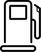 Shows a white symbol of a fuel pump